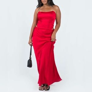 Princess Polly - red set - maxi skirt and zip up corset- size 2